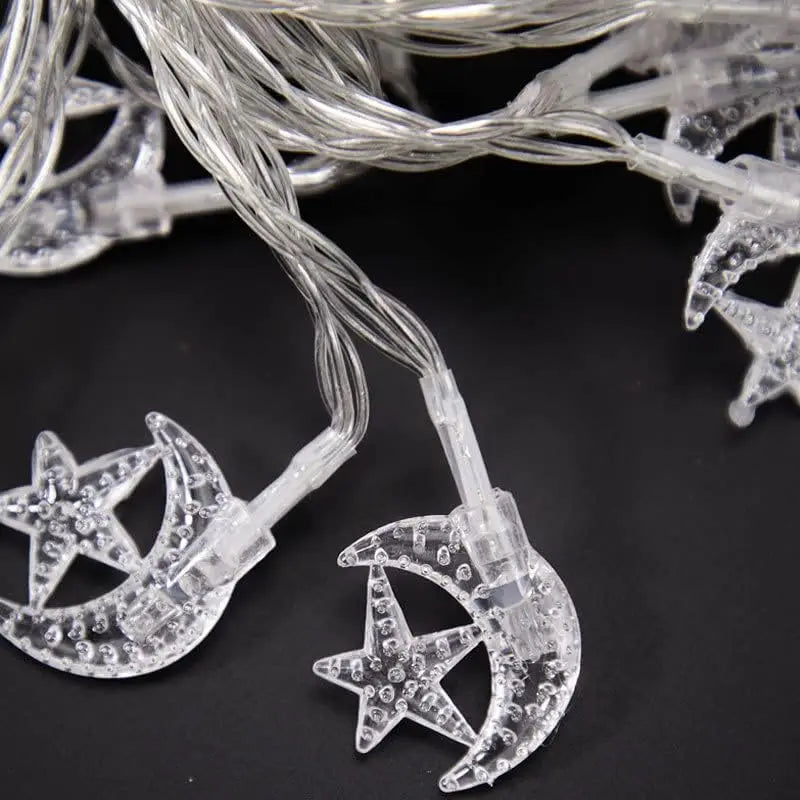 Star Moon Light String, 3M 20 LED Ramadan Decorative Star and Moon String Battery Powered for Wedding Festival Decoration