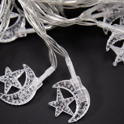 Star Moon Light String, 3M 20 LED Ramadan Decorative Star and Moon String Battery Powered for Wedding Festival Decoration
