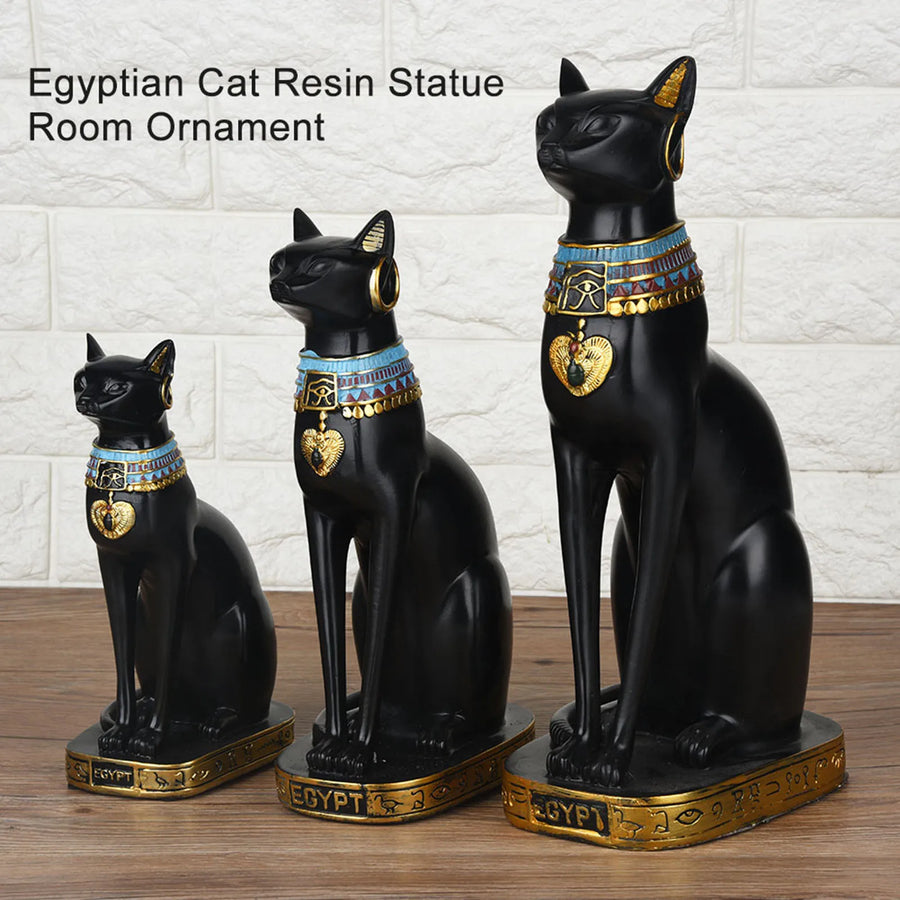Egyptian Cat Resin Figurine – Handcrafted Bastet Ornament for Home & Gift