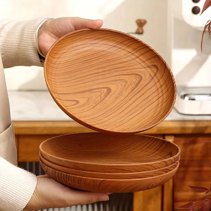 1pcs Japanese Style Tea Tray PP Plastic Rectangular Wood Grain Serving Tray for Home Hotel Restaurant Multipurpose Cup Plate