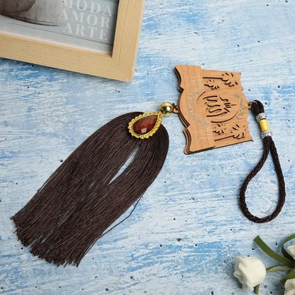 Muslim Car Hanging Ornaments Imitation Wood Car Interior Islamic Rearview Mirror Hanging Pendants Ramadan Home Room Decoration