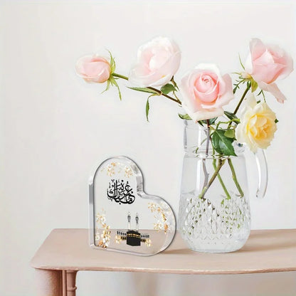 Heart-Shaped Acrylic Plaque, Perfect Islamic Gift for Ramadan, Hajj & Umrah Celebrations, Party Favor, Elegant Decorative Sign
