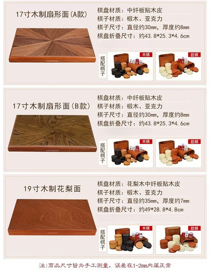 11/13/15/17/19 Inch Wooden Backgammon Set - Classic Board Game for Home & Party Entertainment