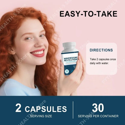 Magnesium Supplement Capsules for Support Enhance Vitality, Provide Energy Dietary Supplementation 60 Capsules