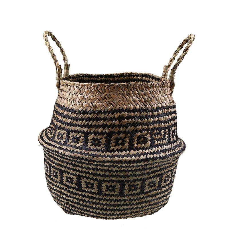 WHISM Handmade Seagrass Storage Basket Flower Pot Rattan Container Toys Organizer Holder Laundry Basket Home Decor Dropshipping