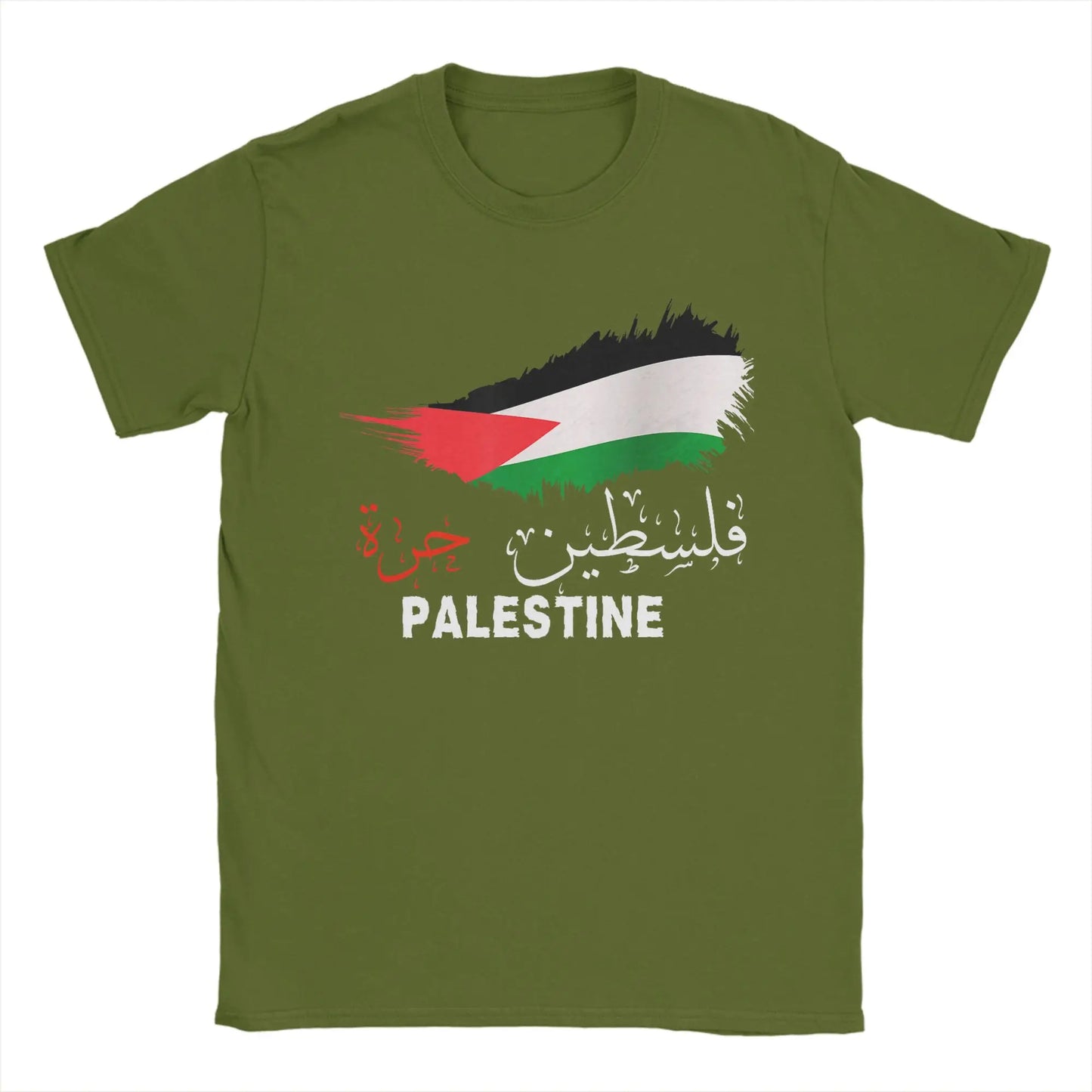 Vintage Gaza in Arabic Palestine Flag T-Shirt for Men Round Collar Pure Cotton T Shirts  Short Sleeve Tee Shirt 6XL Clothes