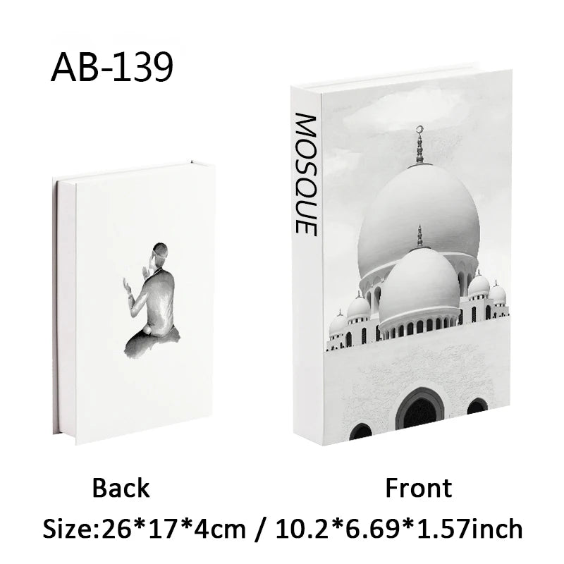 Islamic Kaaba Eid Mosque Luxury Decorative Books Storage Box Fake Book Interior Decoration Coffee Table Ornament Bedroom Decor
