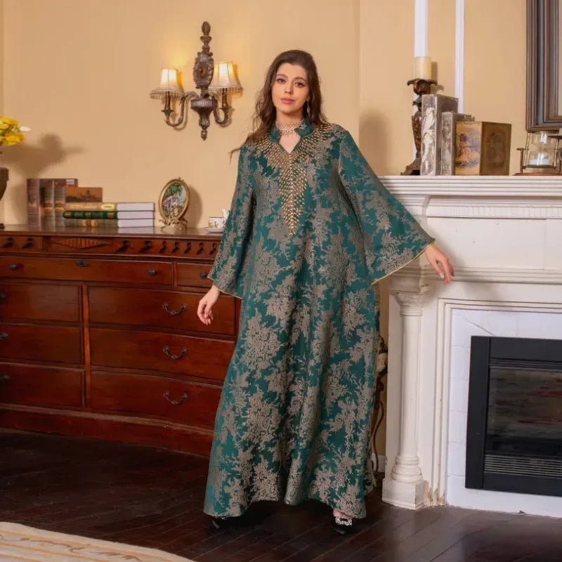 Eid Radiance – Beaded Collar Abaya for the Arab Woman in America