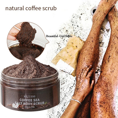250g COFFEE SEASALT BODY SCRUB Arabica Coffee Scrub - All Natural Exfoliating Body Scrub for Skin Care Dead Sea Salt