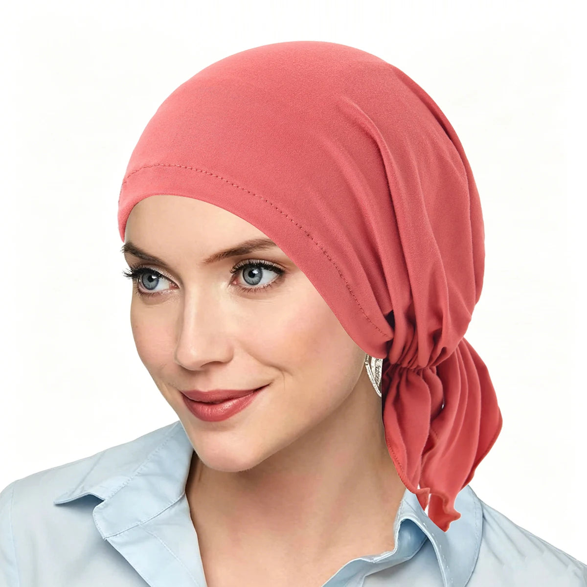 Soft Elastic Women Turban Caps Muslim Headscarf Bonnet Pre-Tied Hijab Headwrap Cap Soft Lady Hair Loss Chemo Cap