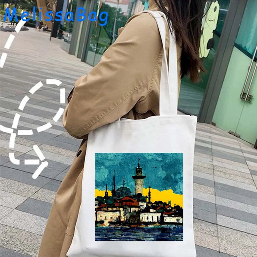 Istanbul in Watercolor – Sultan Ahmed & Galata Skyline Tote