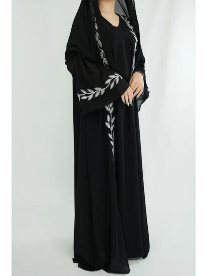 The Eid Set – 2-Piece Embroidered Abaya with Scarf for the Muslim Woman