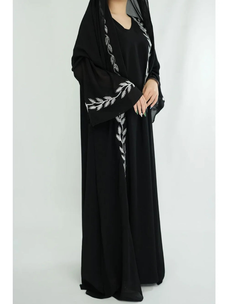 The Eid Set – 2-Piece Embroidered Abaya with Scarf for the Muslim Woman