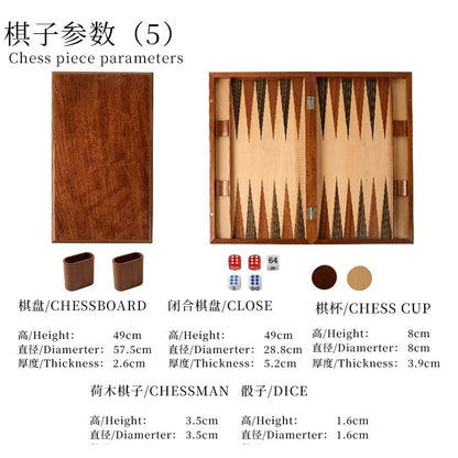 Solid Wood Backgammon Set Educational Family Board Game Leisure Entertainment