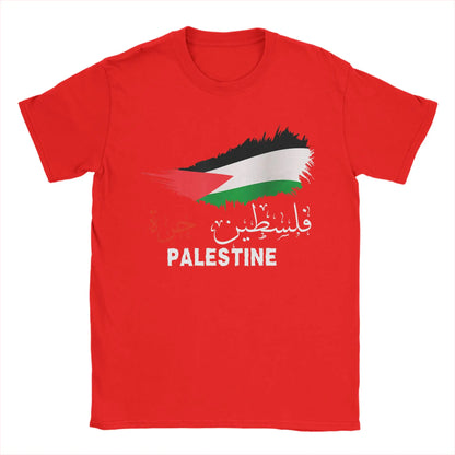 Vintage Gaza in Arabic Palestine Flag T-Shirt for Men Round Collar Pure Cotton T Shirts  Short Sleeve Tee Shirt 6XL Clothes