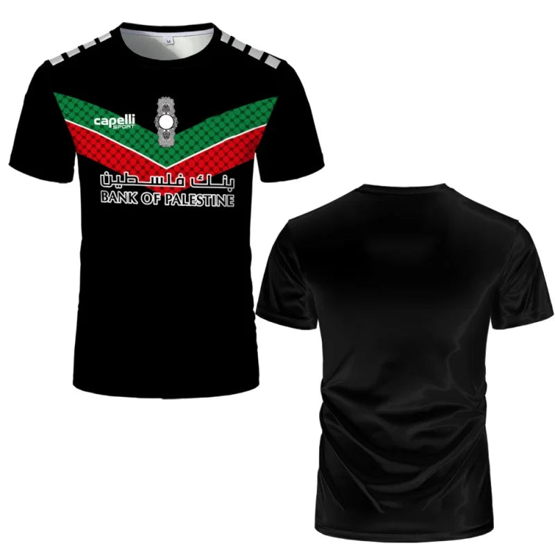 Palestine Flag Graphic Football Jersey T Shirts For Men Short Sleeve Soccer Uniforms Mens Palestinian Flag Sport Tees Shirt