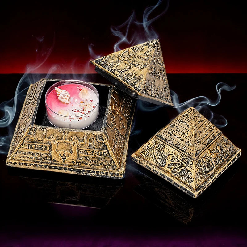 Egyptian Pyramid Aromatherapy Candle Stand – Detachable Resin Ornament