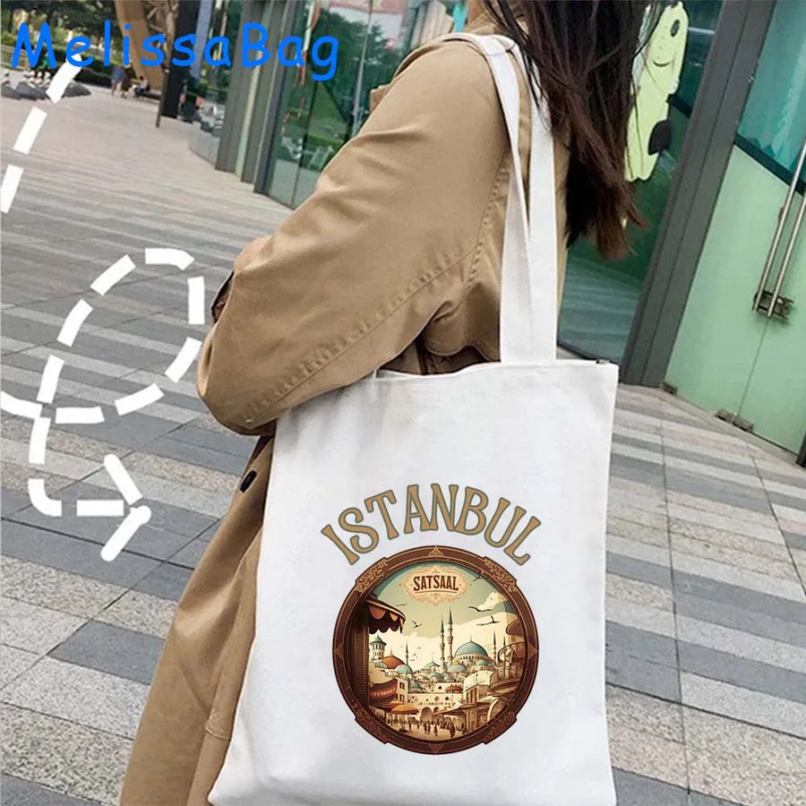 Istanbul in Watercolor – Sultan Ahmed & Galata Skyline Tote