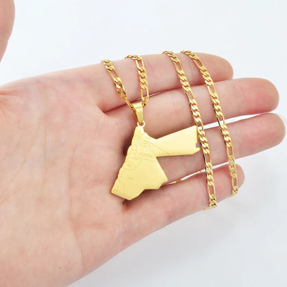 Hashemite Kingdom Map Pendant – Unisex Jordanian Necklace, Anniyo