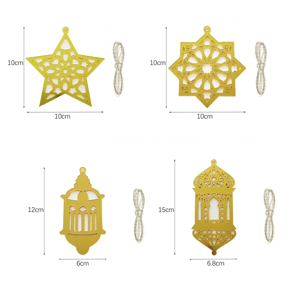 Ramadan Hanging Decoration Acrylic Eid Mubarak Moon Star Lantern Pendant Ramadan Decoration 2025 Eid Party Ornament Home