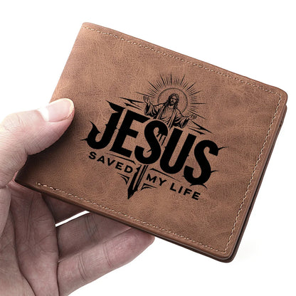 Men's Fashionable Short Wallet, with Personalized Design Featuring the Image of Jesus, and Multiple Card Slots.
