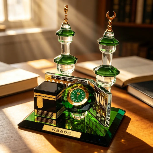 Crystal Kaaba Clock Tower Model Kits Showpiece Muslim Crystal Gilded  Islamic Architecture Handicraft Home Vehicle Decor