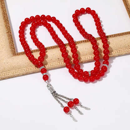 Handmade 99 Beads Tasbih Prayer Rosary Beads Bracelet Fashion Decorative Tassels Bracelet Islamic Religion Jewelry Party Favor