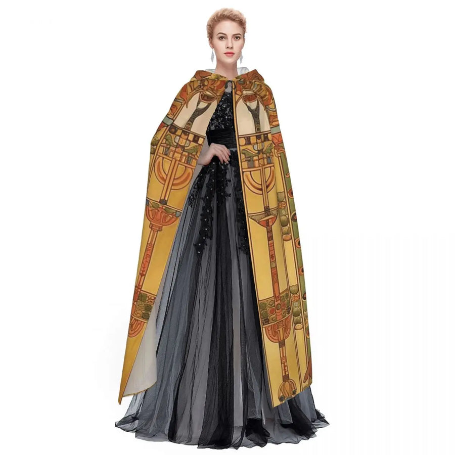 Pharaoh Golden Crown Hooded Cape – Egyptian Cosplay Cloak for Adults