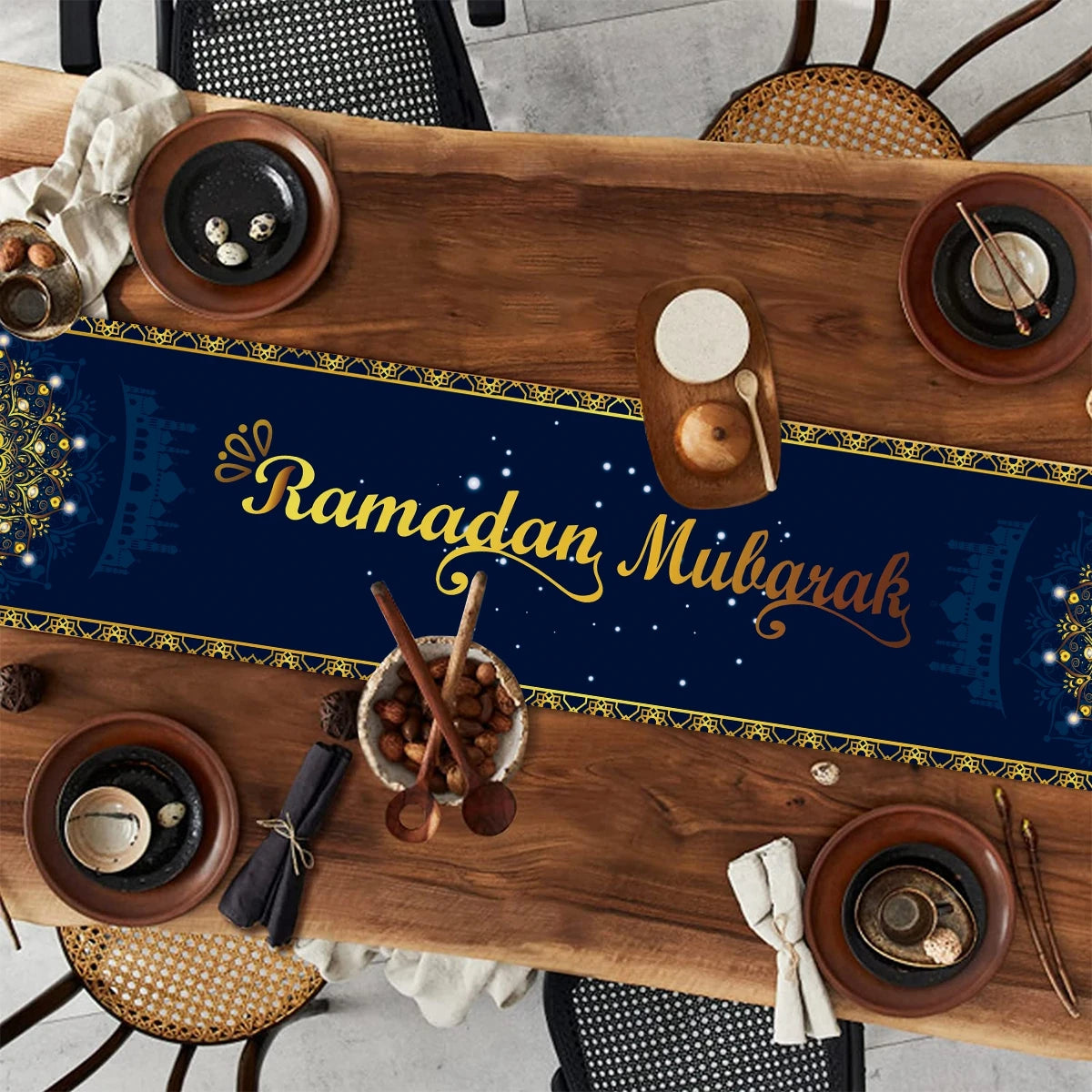 EID Mubarak Decoration Table Runner Ramadan Decor 2024 For Home Tablecloth Ramadan Kareem Islamic Muslim Party Eid Al-Fitr Gifts