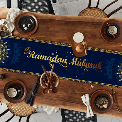EID Mubarak Decoration Table Runner Ramadan Decor 2024 For Home Tablecloth Ramadan Kareem Islamic Muslim Party Eid Al-Fitr Gifts