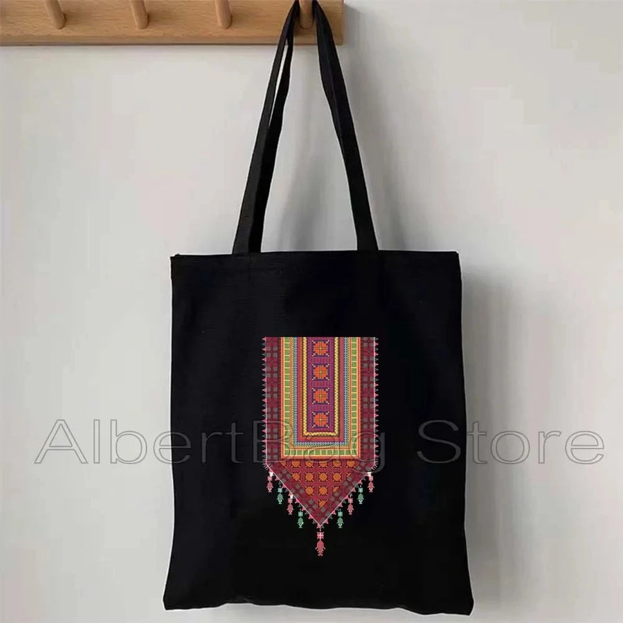 Heart Peace Floral – Arabic Calligraphy Al-Quds Keffiyeh Tote Bag