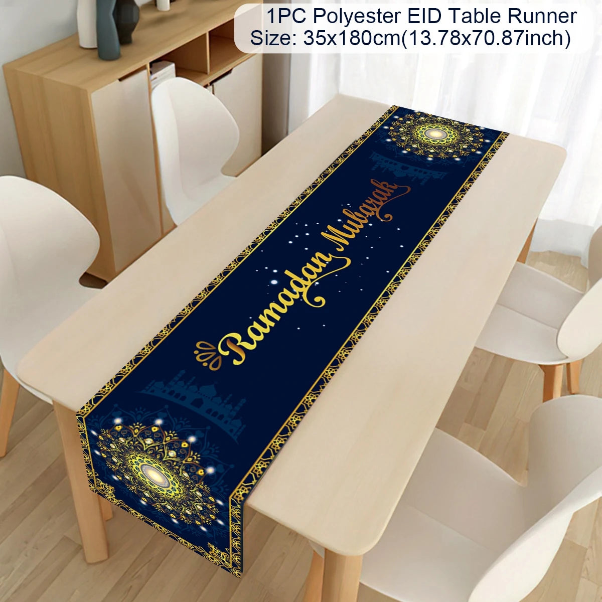 EID Mubarak Decoration Table Runner Ramadan Decor 2024 For Home Tablecloth Ramadan Kareem Islamic Muslim Party Eid Al-Fitr Gifts