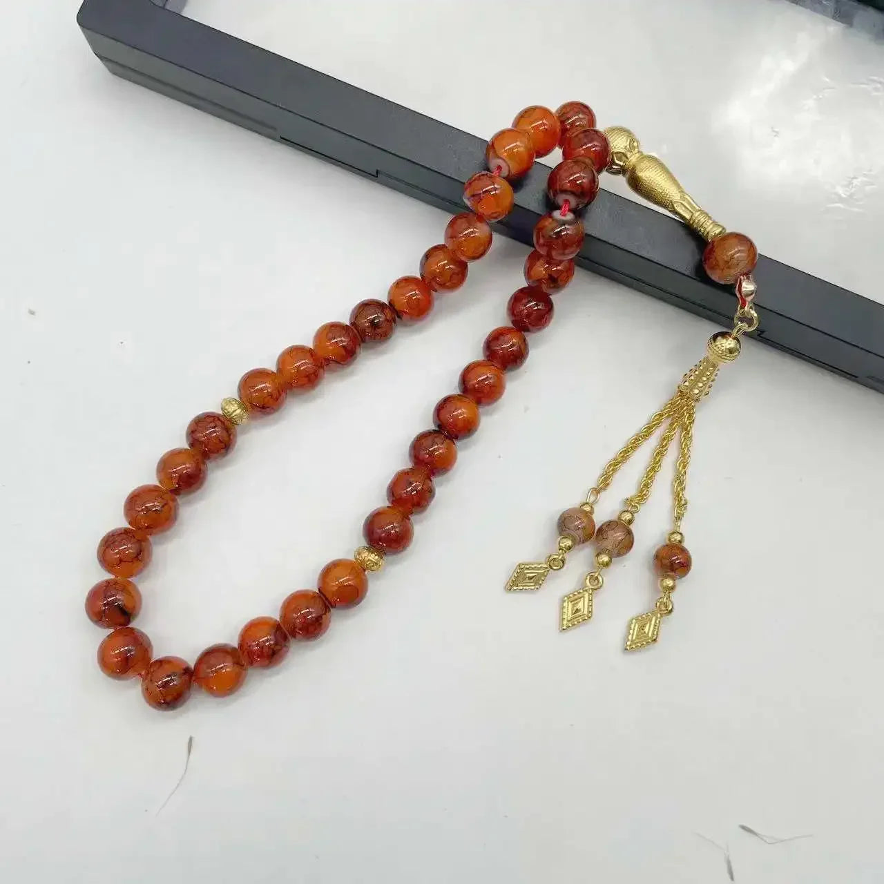 10mm 33 Beads Tassel Glass Muslim Prayer Beads Tasbih Islamic Tasbeeh Charm Bracelet Allah Mohammed Ramadan Arabic Jewelry Gifts