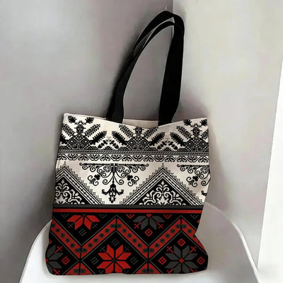 The Keffiyeh Luxe – Double-Sided Checkered Canvas Shoulder Tote