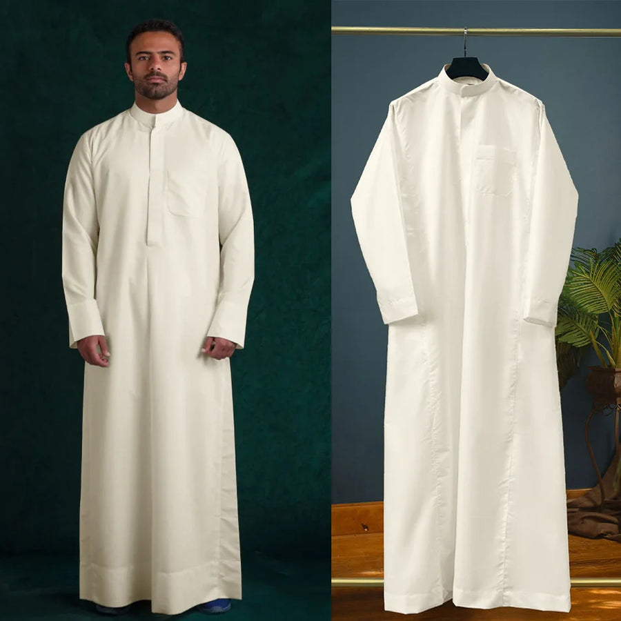 The Qatari Majlis – Men's Collared Long Robe with Pocket