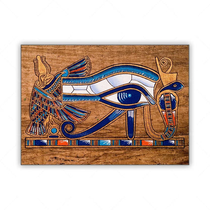 Nefertari, Horus & Ra Canvas Print – Egyptian Mural Art, Contemporary Pharaoh Decor