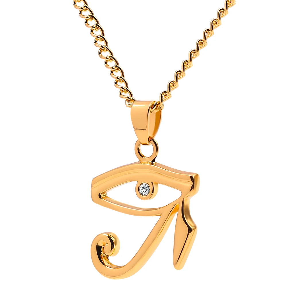 Horus Eye & Eagle Head Pendant – Egyptian Guardian Necklace for Men & Women