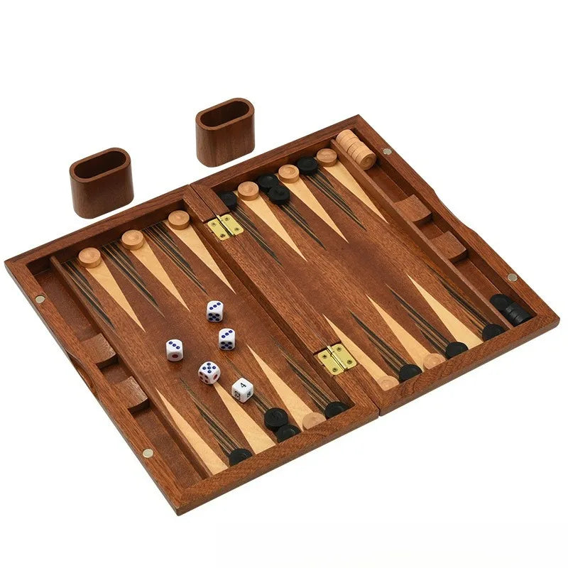 Solid Wood Backgammon Set Educational Family Board Game Leisure Entertainment