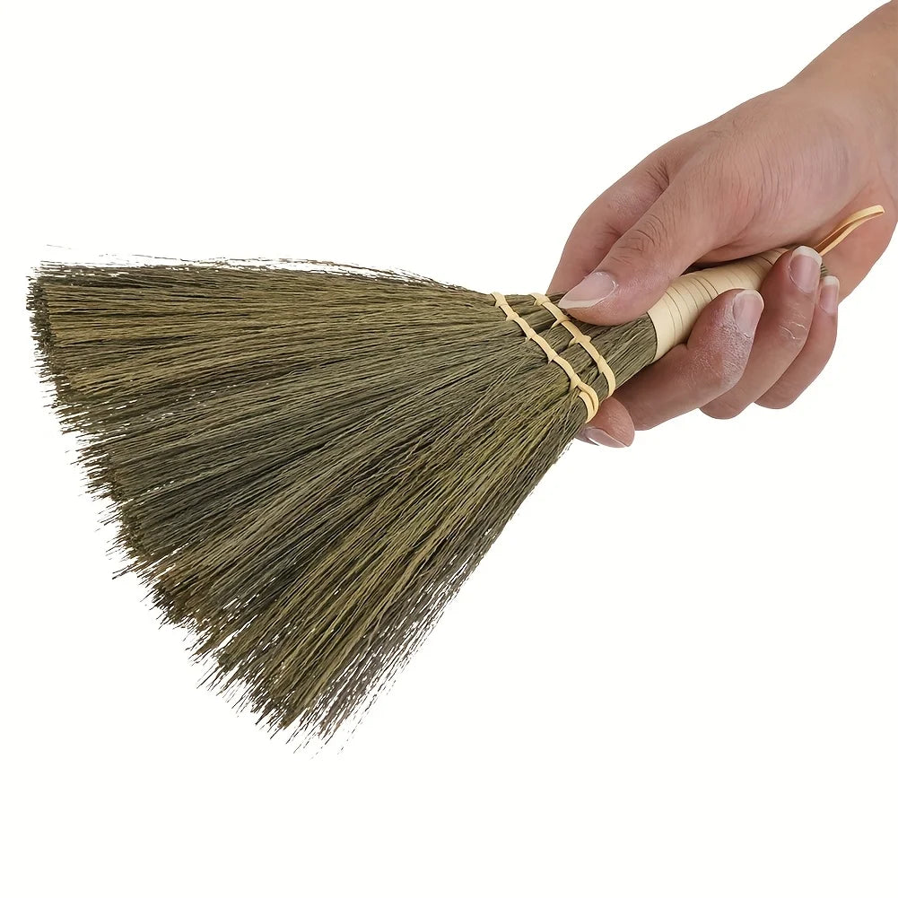 1 Handheld Broom with Woven Bristles - Portable Manual Sweeping Cart, Suitable for Home Kitchen Floors, Office Desktops