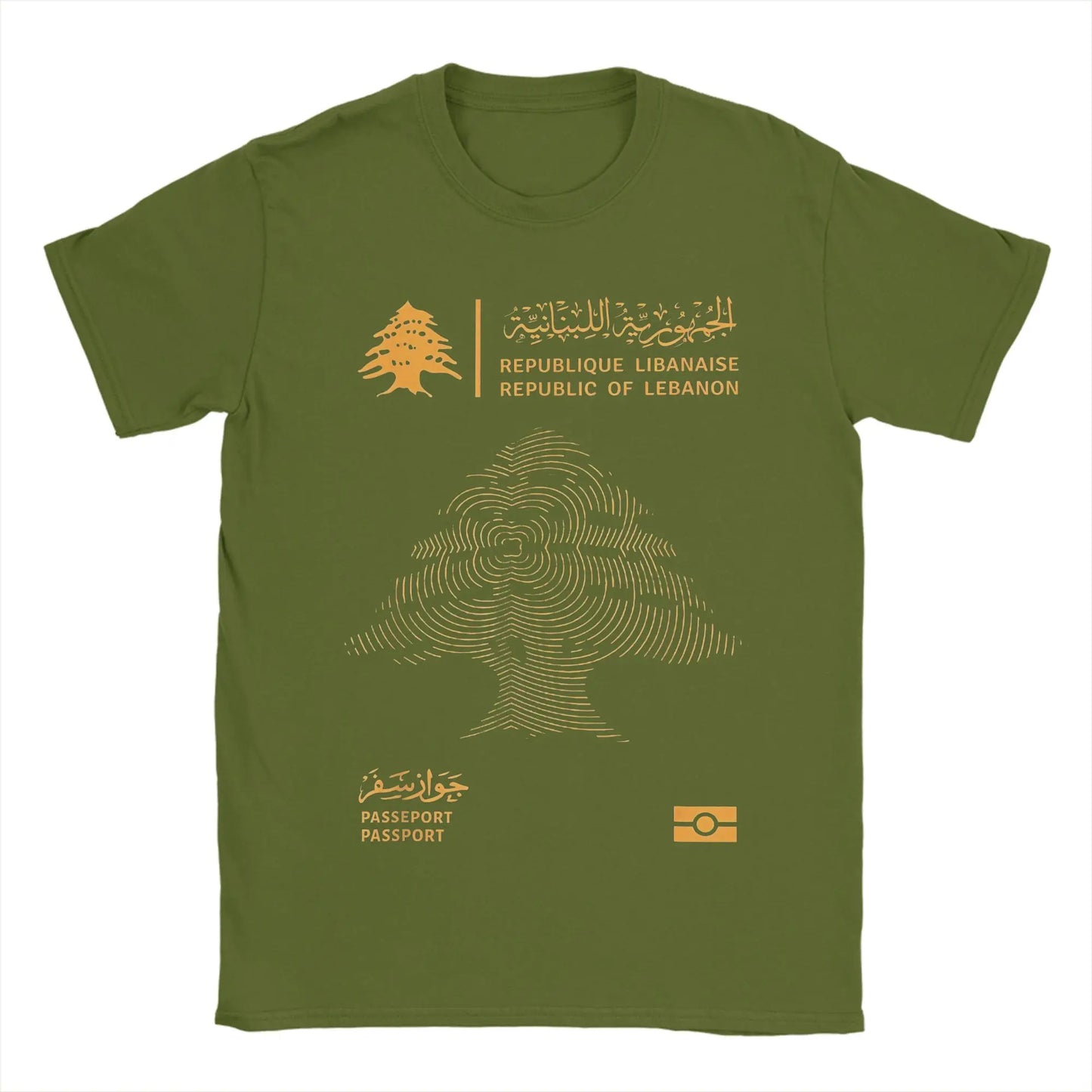 Lebanese Lebanon Passport Flag Men T Shirt  Vintage Tee Shirt Short Sleeve Round Neck T-Shirt Pure Cotton New Arrival Clothes