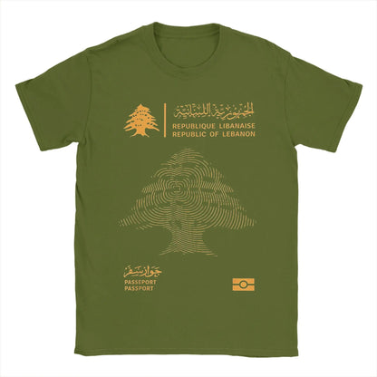 Lebanese Lebanon Passport Flag Men T Shirt  Vintage Tee Shirt Short Sleeve Round Neck T-Shirt Pure Cotton New Arrival Clothes
