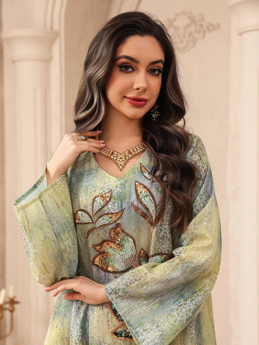 Flowers of Light – The Sequined Eid Djellaba for the Muslim Woman in America