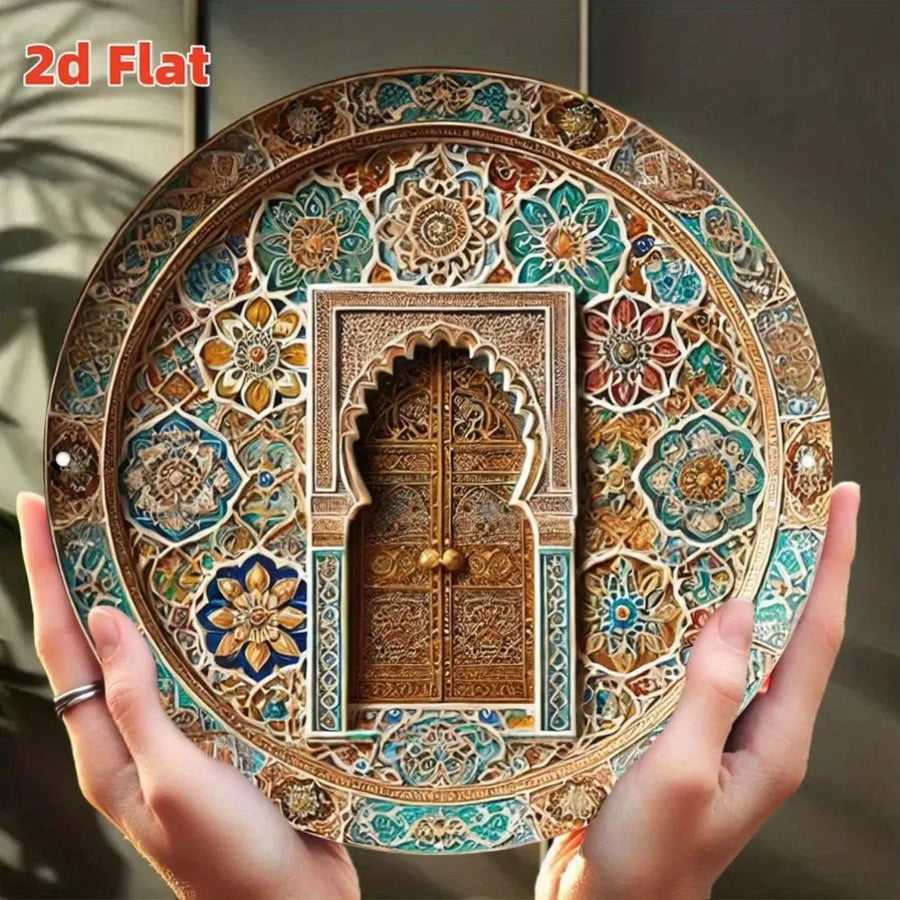 The Moroccan Arch – 2D Aluminum Wall Plaque for Home & Cafe