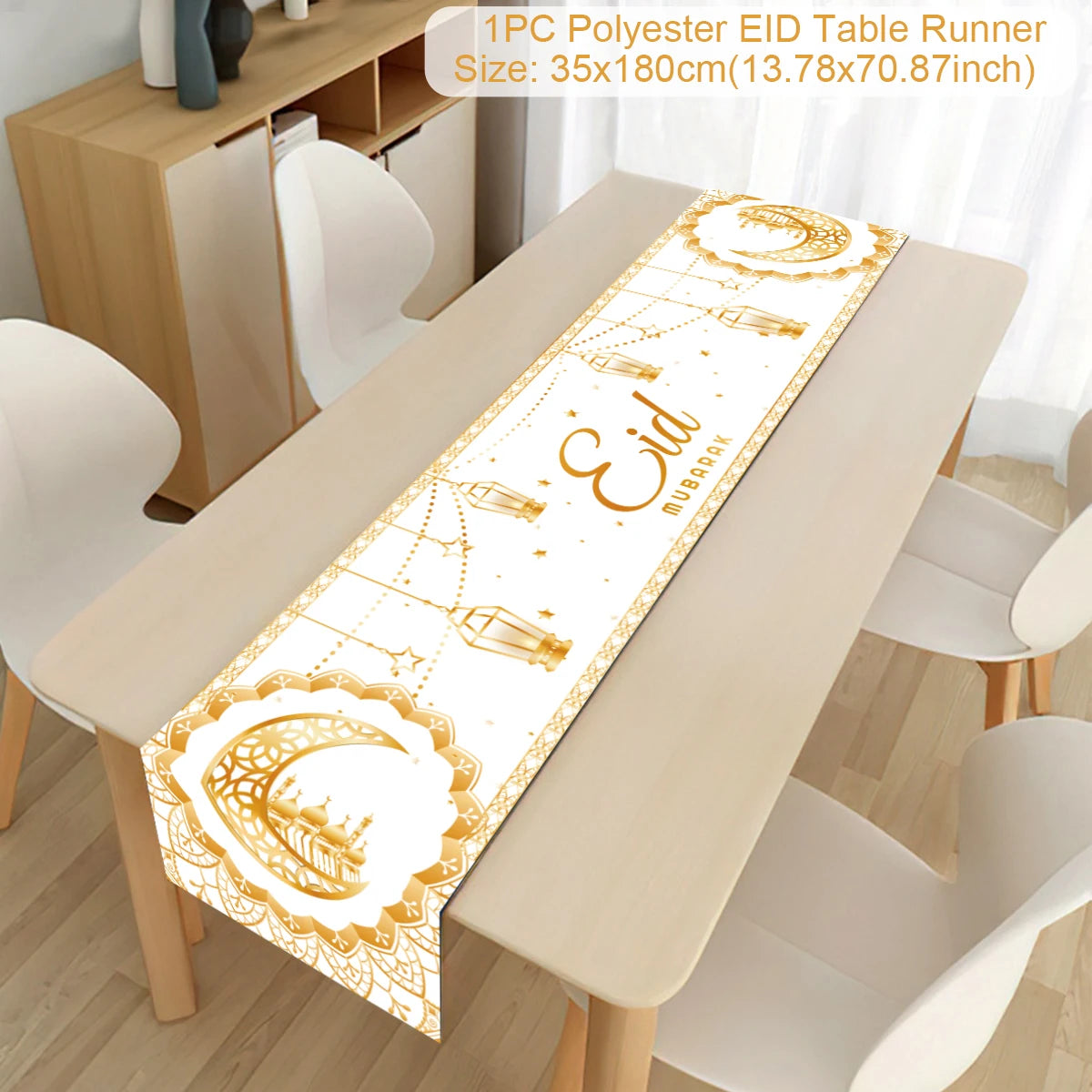 EID Mubarak Decoration Table Runner Ramadan Decor 2024 For Home Tablecloth Ramadan Kareem Islamic Muslim Party Eid Al-Fitr Gifts