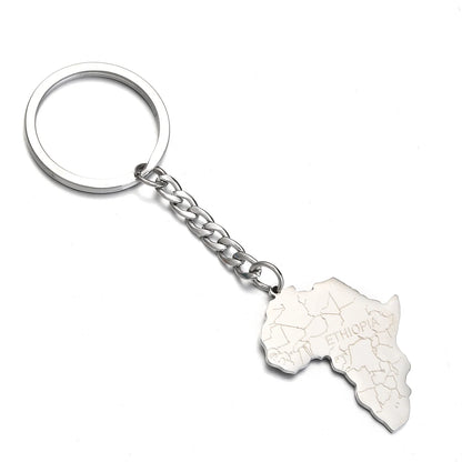 Africa Map Keychain – Stainless Steel Hip-Hop Jewelry, Morocco to South Africa