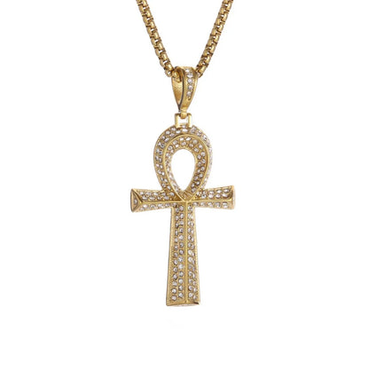 Gold Ankh Cross Pendant – Stainless Steel Key of Life Necklace for Men & Women