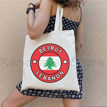 Ya Beirut – Lebanon Flag Heart Canvas Shoulder Tote