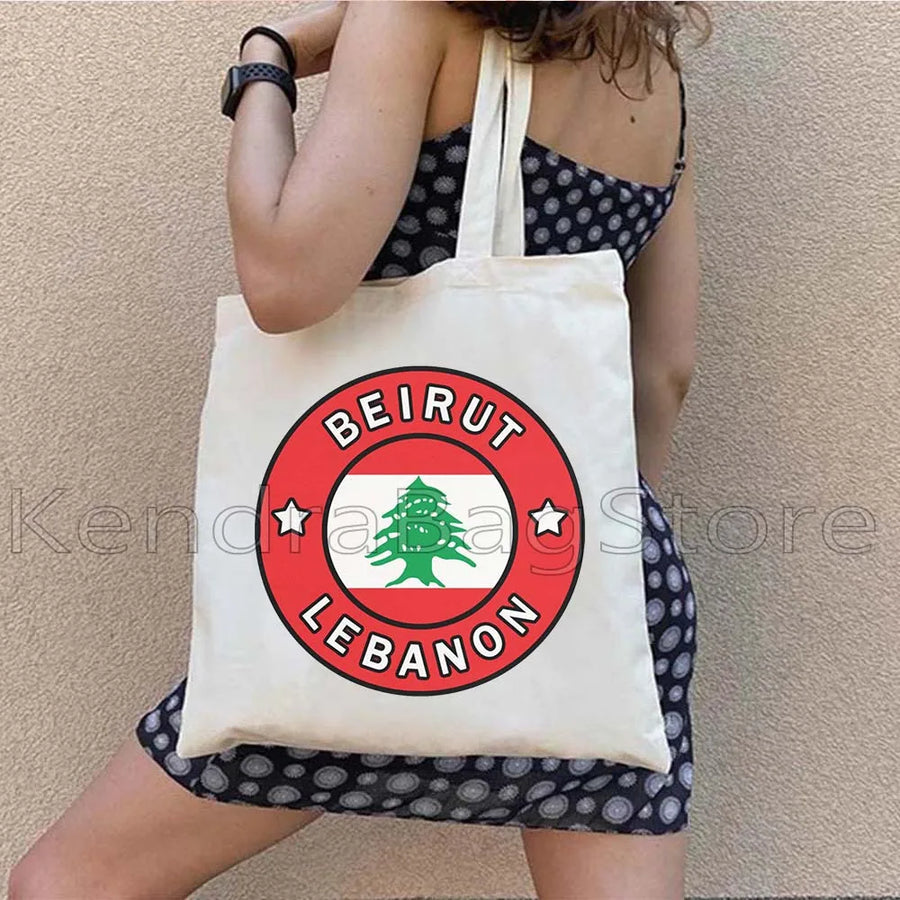 Ya Beirut – Lebanon Flag Heart Canvas Shoulder Tote