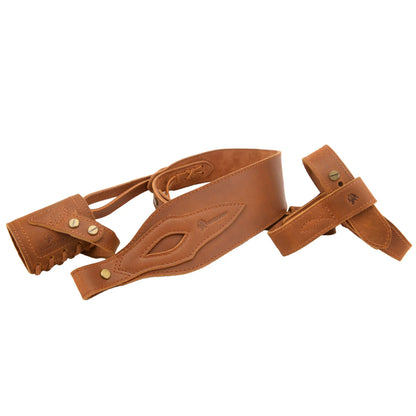 WAYNE'S DOG 1 Combo LeatherRifle Gun No Drill Harnessed Buttstock Holder with Barrel Mount with Matched Gun Sling Shoulder Strap