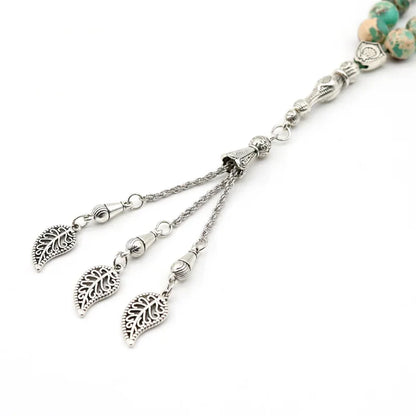99 Tesbih Natural Bishou Mountain Stone Prayer Beads Silver Tasbaha 66 Tasbih Muslim Fashion jewelry Rosary beads tasbeeh